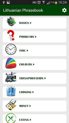 Run android online APK Lithuanian phrasebook from MyAndroid or emulate Lithuanian phrasebook using MyAndroid