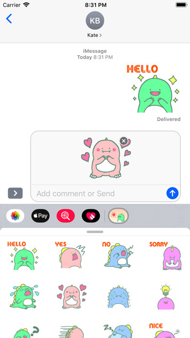 Emulate iPhone app Little Dino Stickers pack using MyAndroid Emulate iPhone app Little Dino Stickers pack using MyAndroid