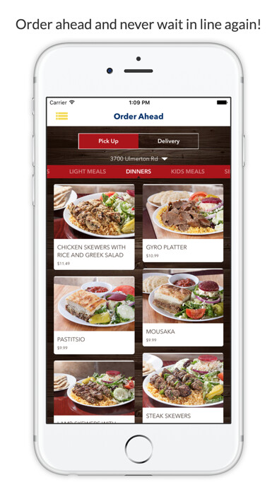 Emulate iPhone app Little Greek Fresh Grill using MyAndroid