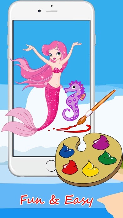 Emulate iPhone app ! Little Mermaid Princess Coloring Pages Therapy using MyAndroid