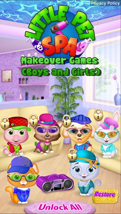 Emulate iPhone app Little Pet Spa - Makeover Games (Boys and Girls) using MyAndroid