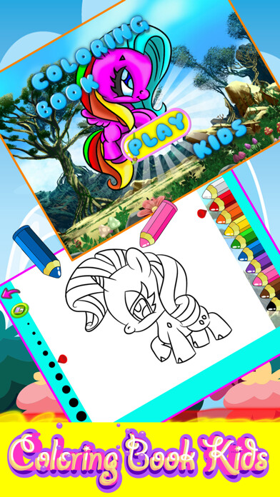 Emulate iPhone app Little Unicorn and Pony Coloring Books Kids Games using MyAndroid