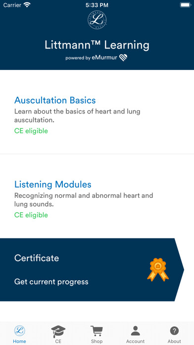 Emulate iPhone app Littmann™ Learning using MyAndroid Emulate iPhone app Littmann™ Learning using MyAndroid