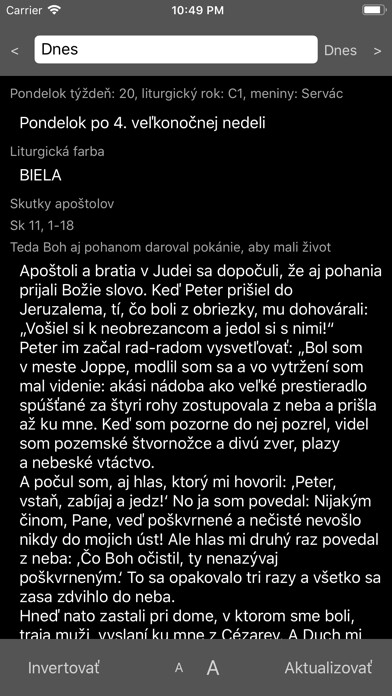 Emulate iPhone app Liturgický kalendár using MyAndroid