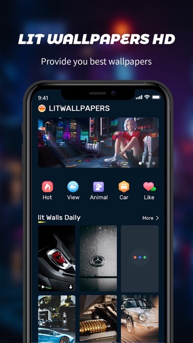 Emulate iPhone app Lit Wallpaper HD using MyAndroid
