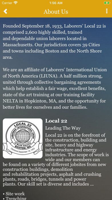 Emulate iPhone app LiUNA Local 22 using MyAndroid Emulate iPhone app LiUNA Local 22 using MyAndroid
