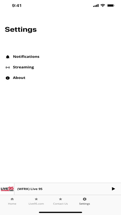 Emulate iPhone app Live 95 WFRK FM using MyAndroid