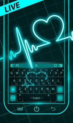 Emulate Android APK Live Neon Blue Heart Keyboard Theme
