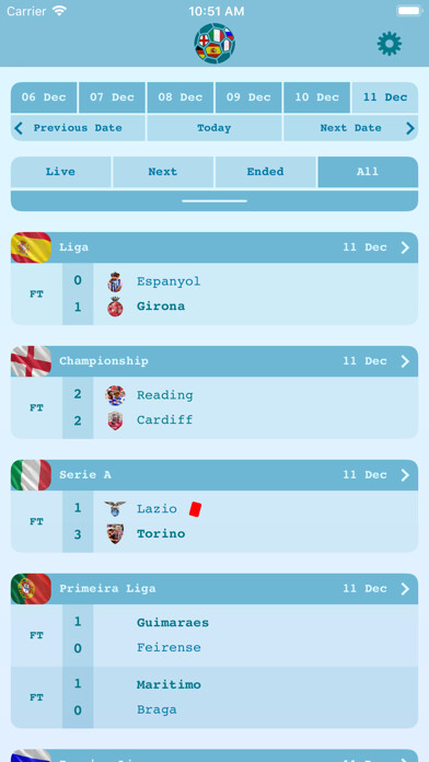 Emulate iPhone app Live Results Football using MyAndroid