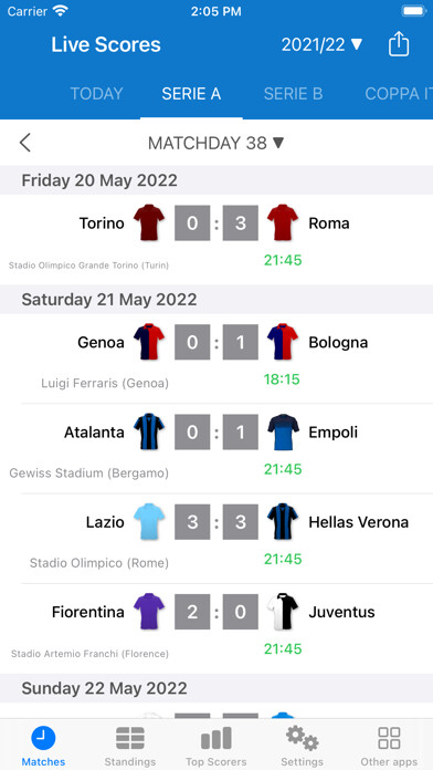 Emulate iPhone app Live Scores for Serie A App using MyAndroid Emulate iPhone app Live Scores for Serie A App using MyAndroid