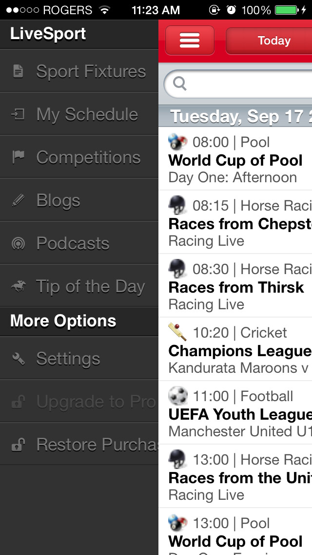 Emulate iPhone app Live Sport On TV – With Sky+ Remote Record using MyAndroid