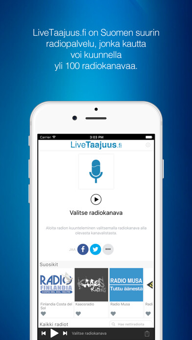 Emulate iPhone app LiveTaajuus.fi - kaikki radiot using MyAndroid Emulate iPhone app LiveTaajuus.fi - kaikki radiot using MyAndroid
