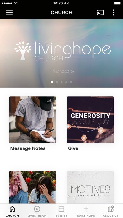 Emulate iPhone app Living Hope Church Hamilton using MyAndroid Emulate iPhone app Living Hope Church Hamilton using MyAndroid