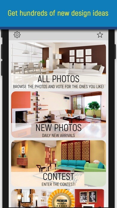 Emulate iPhone app Living rooms. Interiors design using MyAndroid