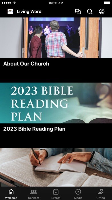 Emulate iPhone app Living Word Church of God using MyAndroid