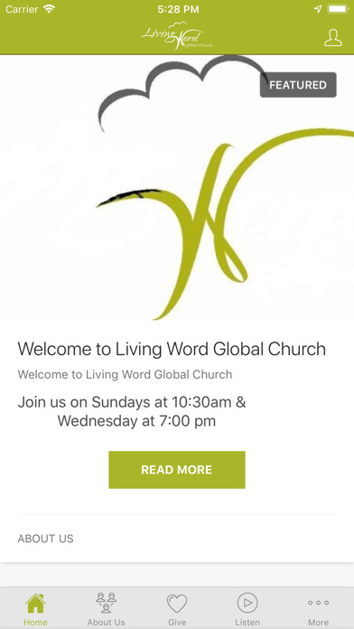 Emulate iPhone app Living Word Global Church using MyAndroid