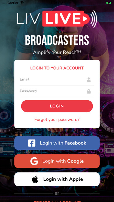 Emulate iPhone app LIVLIVE Broadcaster using MyAndroid