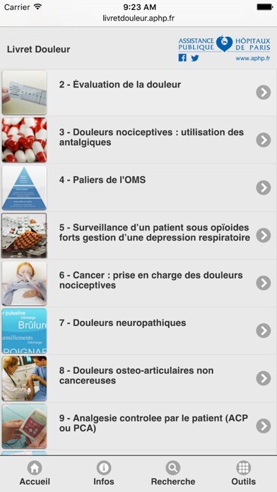 Emulate iPhone app Livret douleur AP-HP using MyAndroid Emulate iPhone app Livret douleur AP-HP using MyAndroid