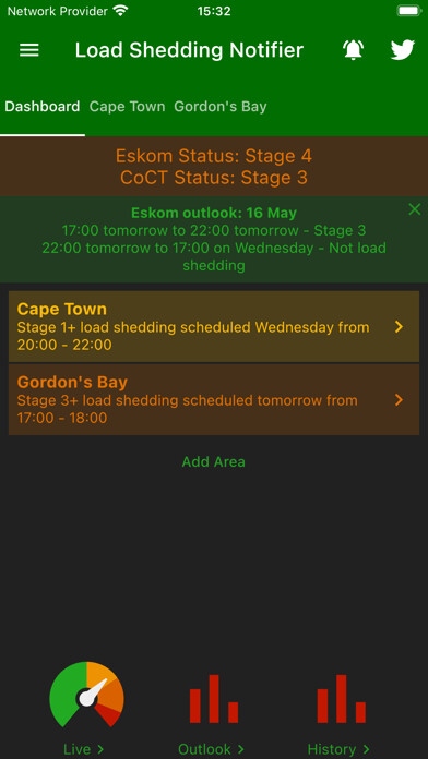 Emulate iPhone app Load Shedding Notifier using MyAndroid