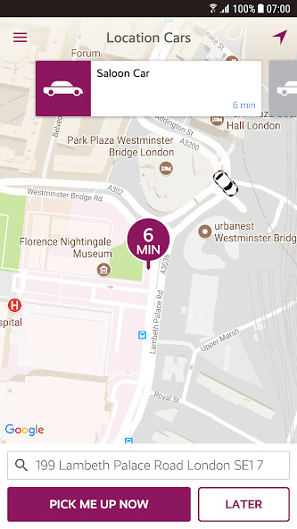 Emulate iPhone app Location Cars minicabs using MyAndroid