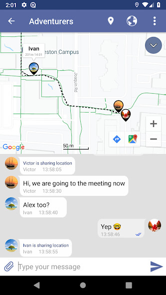 Run android online APK Location Chat from MyAndroid or emulate Location Chat using MyAndroid