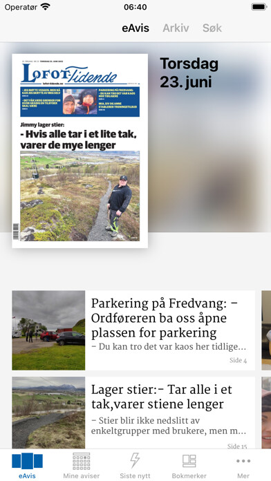 Emulate iPhone app Lofot-Tidende eAvis using MyAndroid