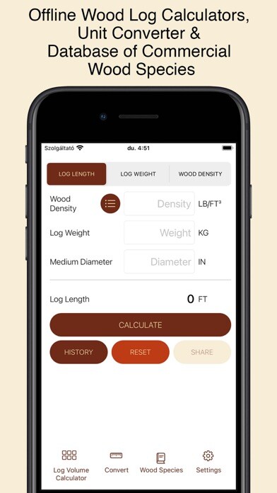 Emulate iPhone app LogClimber - Wood Log Calc using MyAndroid