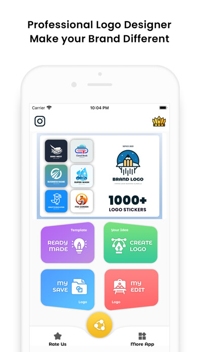 Emulate iPhone app Logo Maker graphics Maker 2021 using MyAndroid
