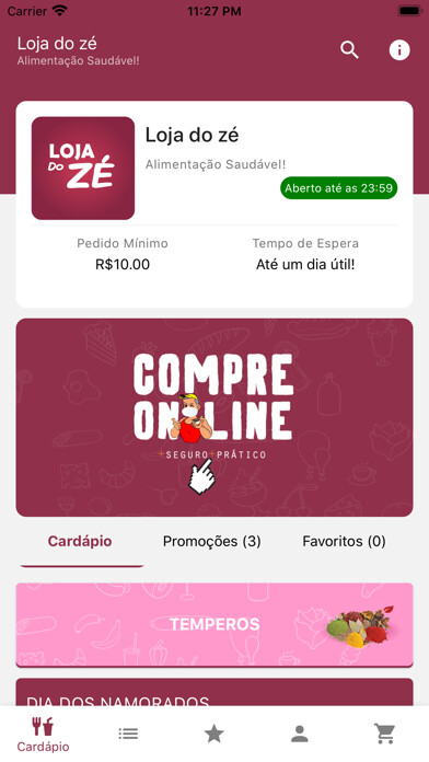 Emulate iPhone app Loja do Zé - Delivery using MyAndroid Emulate iPhone app Loja do Zé - Delivery using MyAndroid
