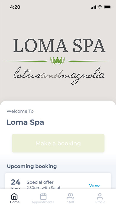 Emulate iPhone app Loma Spa using MyAndroid