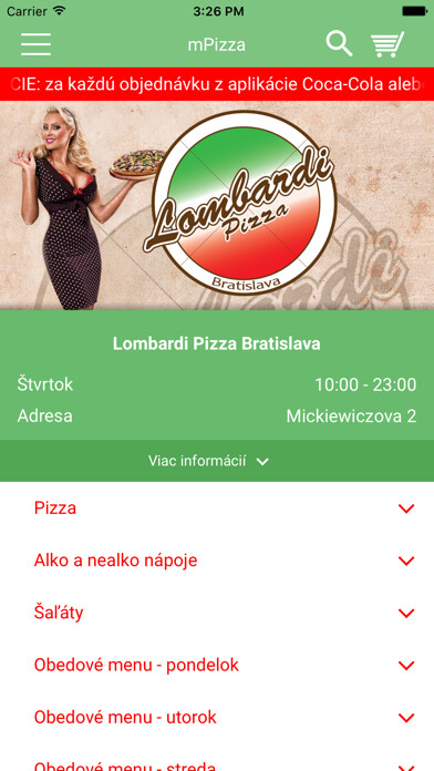 Emulate iPhone app Lombardi Pizza using MyAndroid Emulate iPhone app Lombardi Pizza using MyAndroid