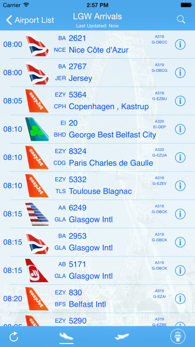 Emulate iPhone app London Gatwick iPlane Flight Information using MyAndroid