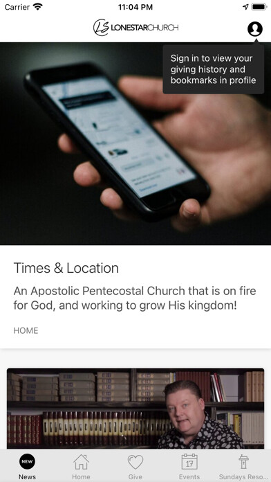 Emulate iPhone app Lone Star Church using MyAndroid