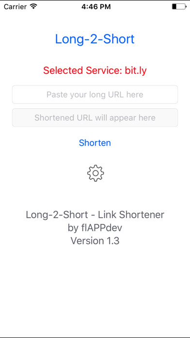 Emulate iPhone app Long-2-Short - Link Shortener using MyAndroid
