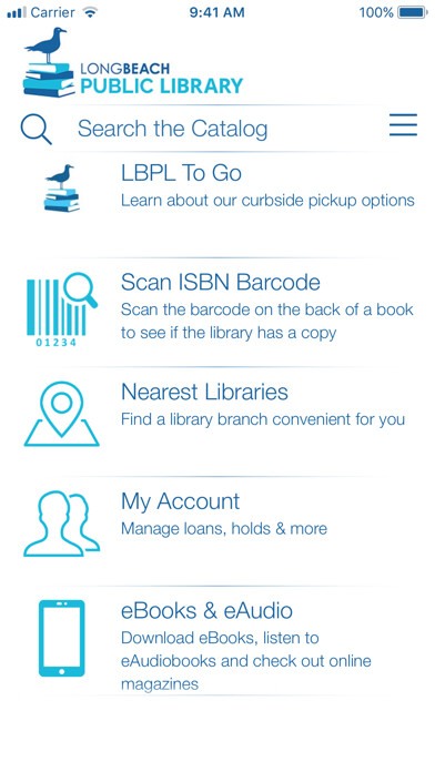 Emulate iPhone app Long Beach Public Library using MyAndroid