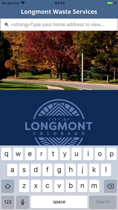 Emulate iPhone app Longmont Waste Services using MyAndroid