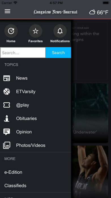 Emulate iPhone app Longview News-Journal using MyAndroid