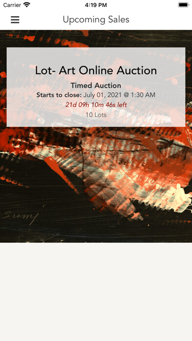 Emulate iPhone app Lot-Art Auctions using MyAndroid