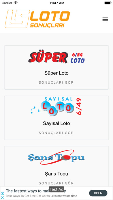 Emulate iPhone app Loto Sonucları using MyAndroid