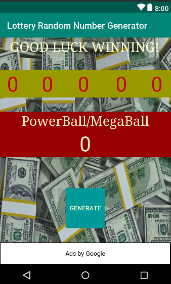 Run android online APK Lottery Random Number Generator from MyAndroid or emulate Lottery Random Number Generator using MyAndroid