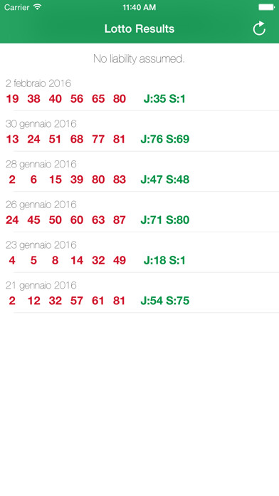Emulate iPhone app Lotto Italia 6/90 - Lotto Risultato e Numero della Estrazioni Superenalotto Lotteria (6 90) using MyAndroid