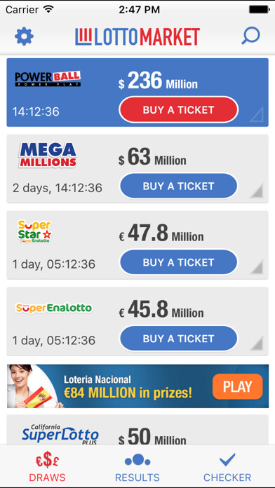 Emulate iPhone app Lotto Market using MyAndroid