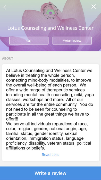 Emulate iPhone app Lotus Counsel Wellness Center using MyAndroid