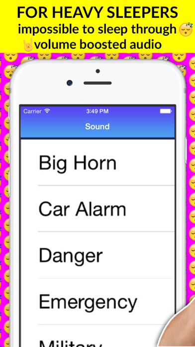 Emulate iPhone app Loud Alarm Clock LOUDEST Sleep using MyAndroid