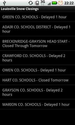 Emulate Android APK Louisville Snow Closings