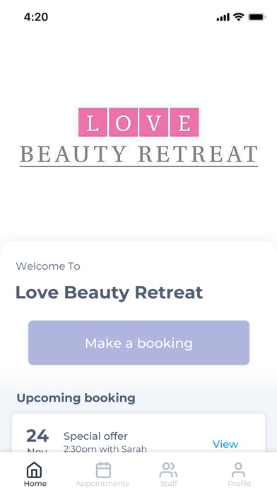 Emulate iPhone app Love Beauty Retreat using MyAndroid