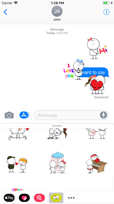 Emulate iPhone app Love Couple Cute Sticker using MyAndroid