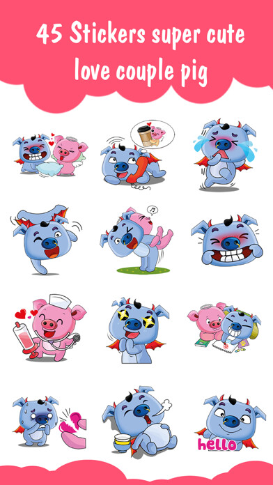 Emulate iPhone app Love Couple Pig Cute Sticker using MyAndroid Emulate iPhone app Love Couple Pig Cute Sticker using MyAndroid