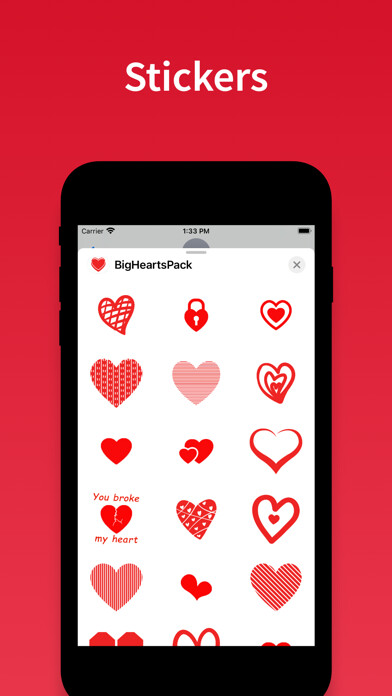 Emulate iPhone app Love & hearts stickers & emoji using MyAndroid
