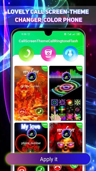 Run android online APK Lovely Call Screen-Theme Changer,Color Phone from MyAndroid or emulate Lovely Call Screen-Theme Changer,Color Phone using MyAndroid
